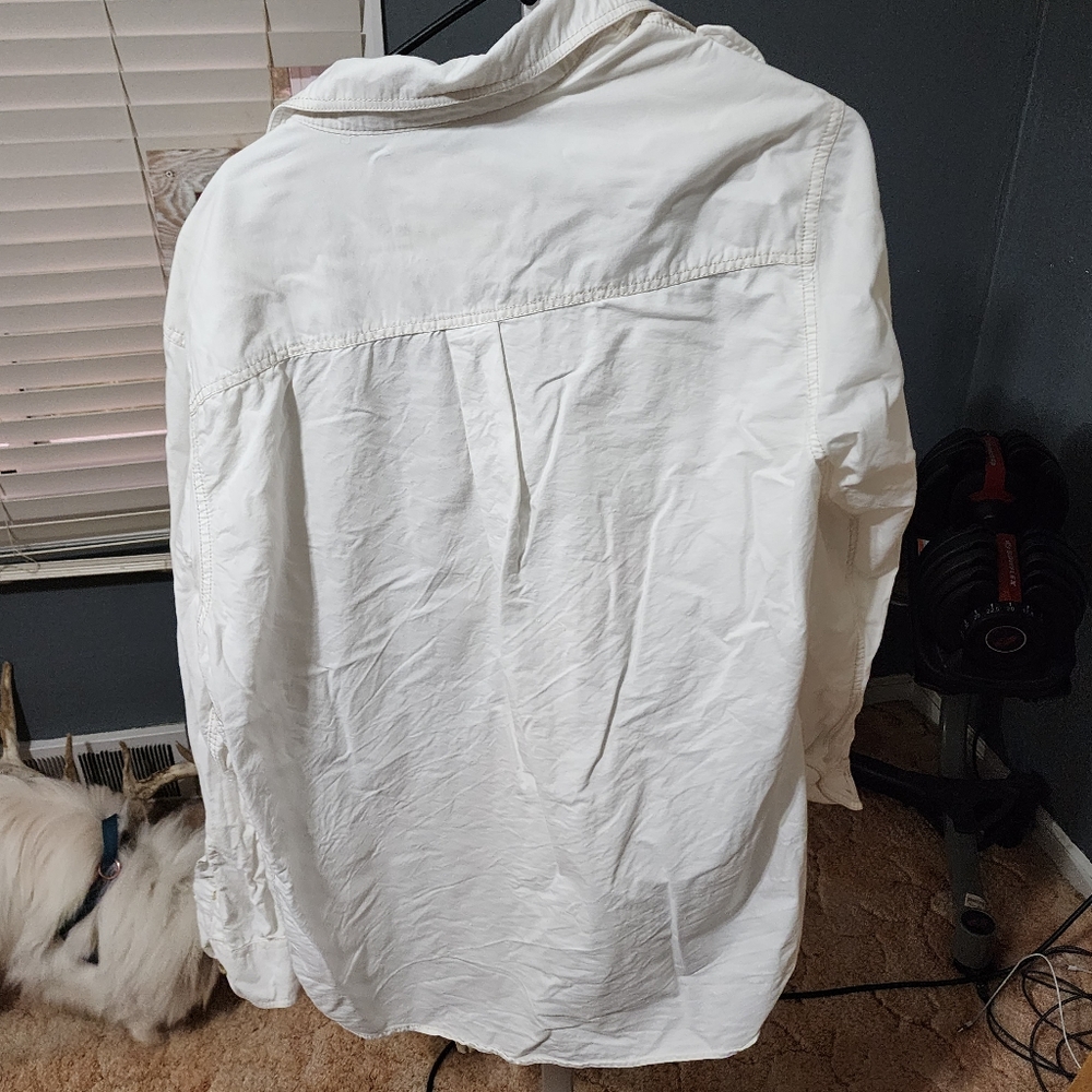 Ruff Hewn Western Style L Cream and Brown Button Down